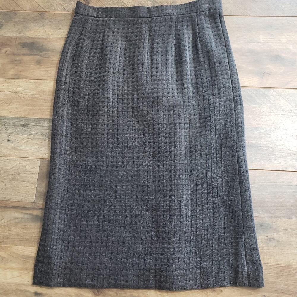 Carlisle Gray Textured Waffle Knit Career Pencil Midi Skirt Size 12